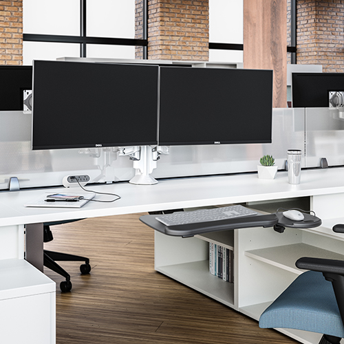 workstation with a keyboard tray