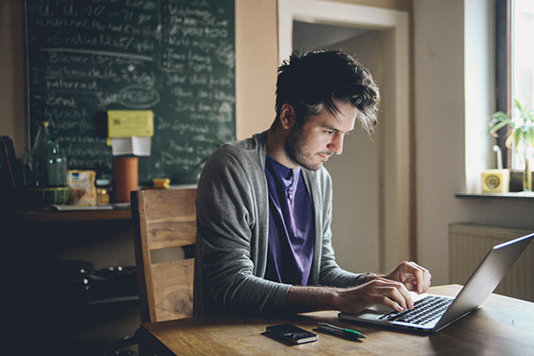 Student on computer