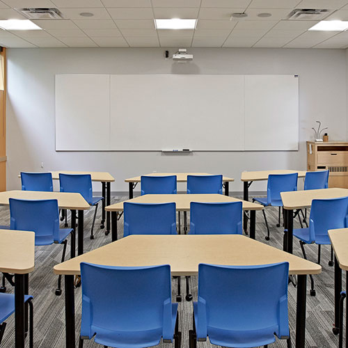 Classroom with whiteboard