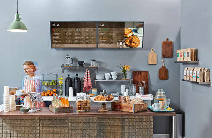 Coffee Shop with Digital Signage