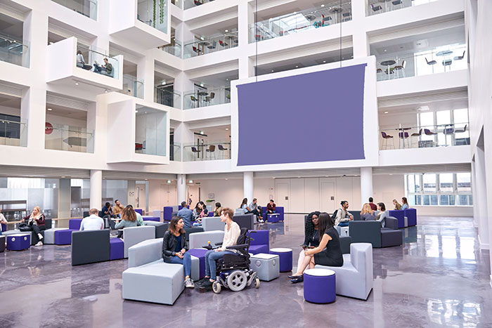 Atrium with projection screen