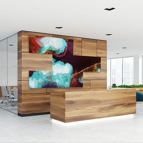 Corporate lobby with digital signage