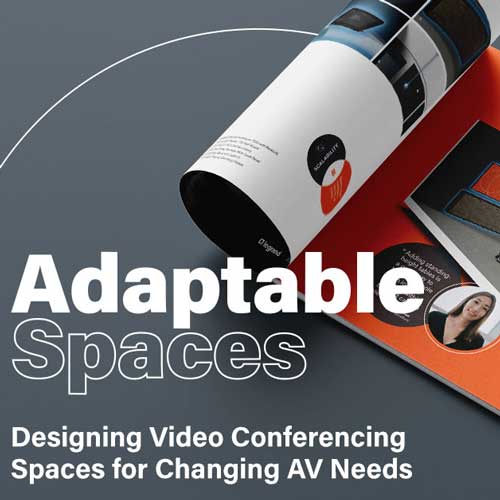 Adaptable AV  conferencing spaces book on a table