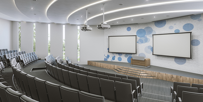 Auditorium with Tensioned Advantage with SightLine Projection Screen