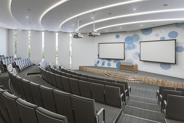 Auditorium with Tensioned Advantage with SightLine Projection Screen