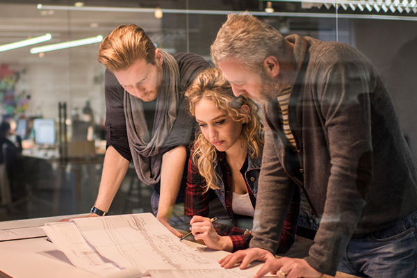 Solutions Engineering team working on an AV diagram