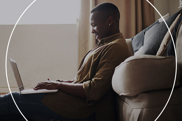 Man reading a blog.