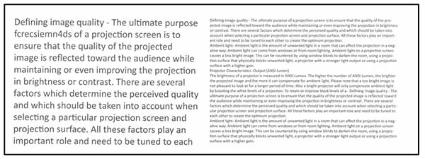 Text comparisons to show effect of font size on ability to view.