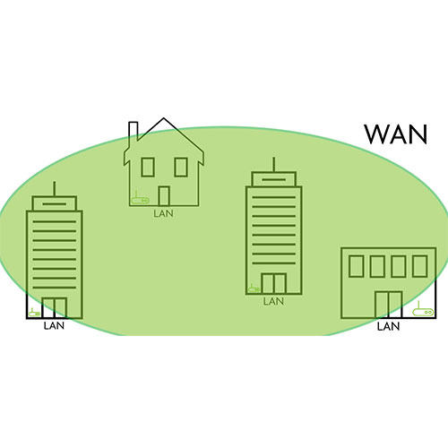 WAN showing a network of LANs