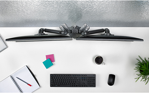 KX monitor mount from above showing the shallow depth capability.