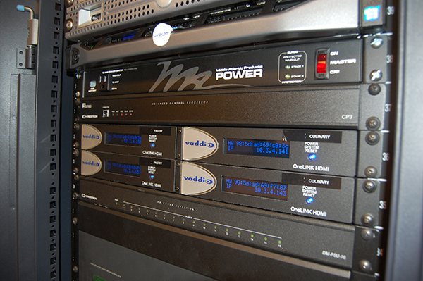Rack with Vaddio and Middle Atlantic equipment.