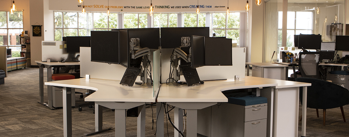 Workstation pod with Chief monitor mounts