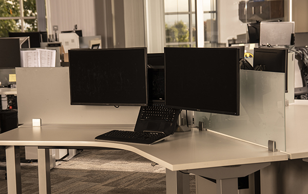 Desk with monitor mounts