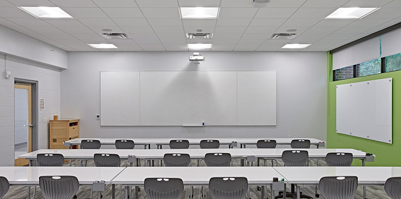 Classroom wtih IDEA screen in front. 