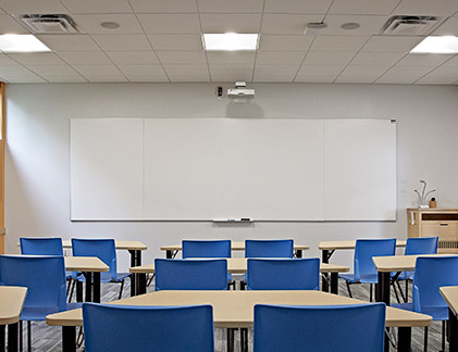 Classroom with IDEA screen at the front