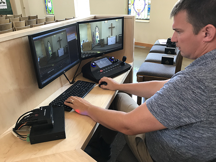 Control system in church for cameras.