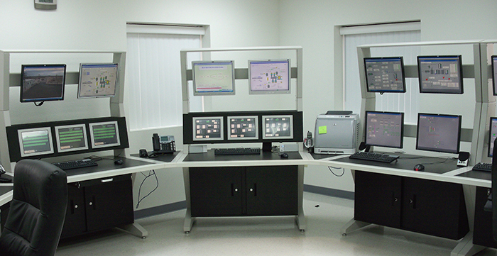 Finished console in a room