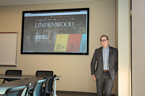 Projection screen in classroom