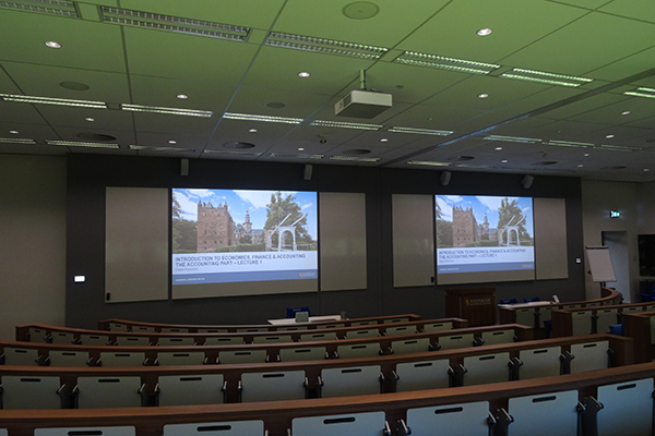 Lecture room with two screens