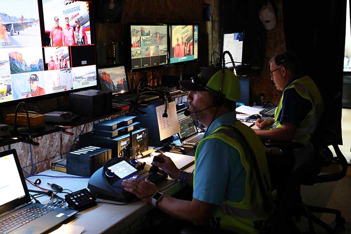 Video control room at the airshow.