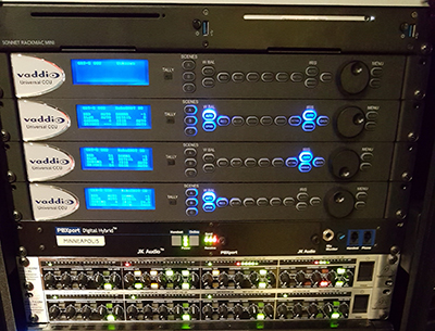 Equipment rack with Vaddio CCU units in it