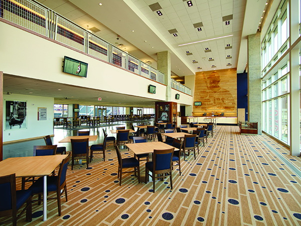 Concourse with mounted displays