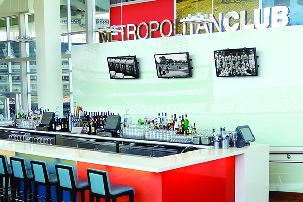 Concession area with mounted displays