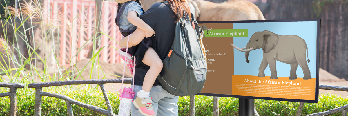 Outdoor digital signage stands can help inform visitors outside.