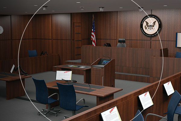Courtroom AV systems provide the ability to give everyone the best view of evidence, whether in-person or remote. 
