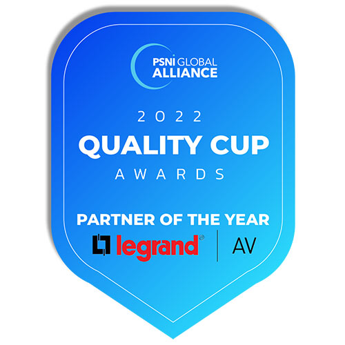 Image announcing Legrand AV as the winner of the PSNI Global Alliance Quality Cup Partner of the Year