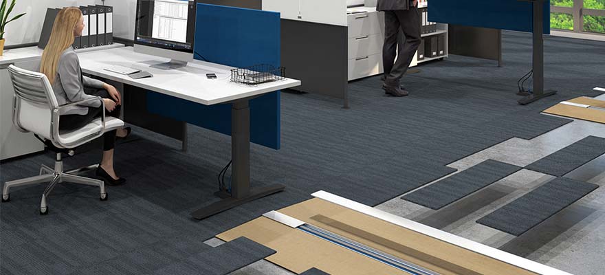 Connectrac products by sit to stand desks.