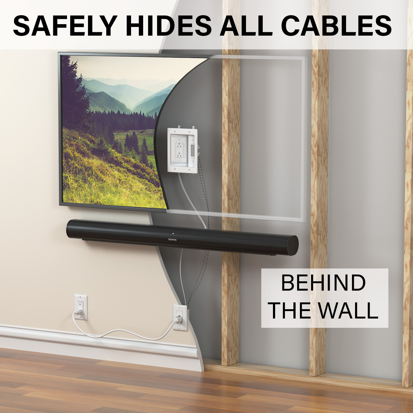 SANUS Inwall Cable Management Kit for Mounted TV & Soundbar Legrand AV