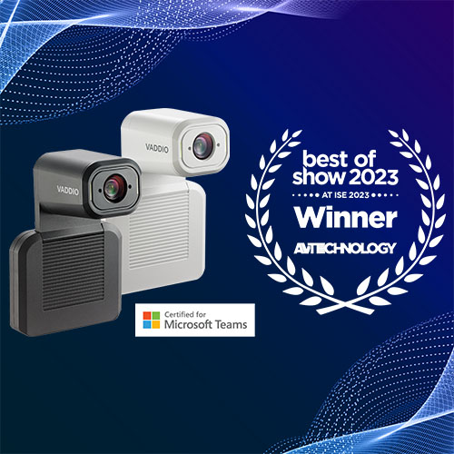 IntelliSHOT camera certified for microsoft teams with best of show award badge