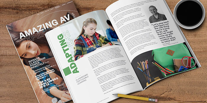 Cover of the eMagazine on education technology, full of tips and tricks for hybrid learning, solution recommendations for distance learning, and strategies to ensure remote student engagement.