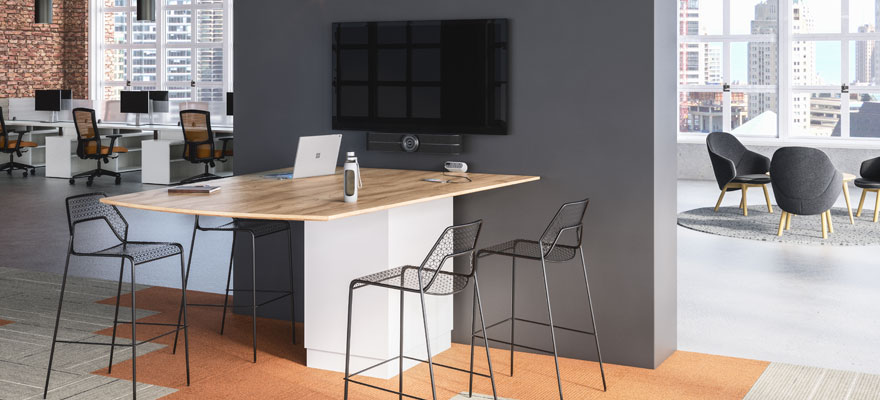 Table and chairs with a HuddleShot camera