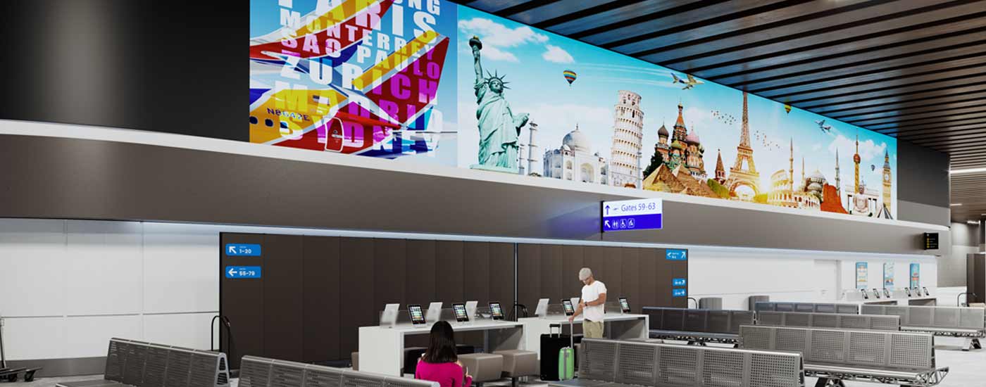 TiLED LED Video Wall Mounting Solution in AirPort Terminal